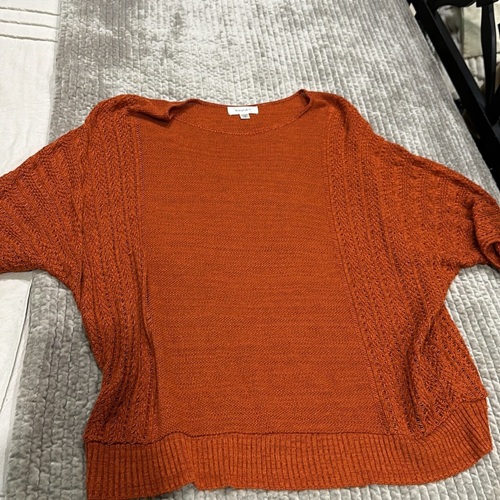 Dressbarn burnt orange open stitch sweater- 1X